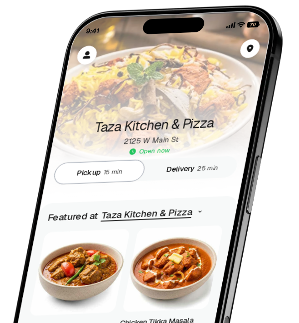 Taza Kitchen & Pizza app preview